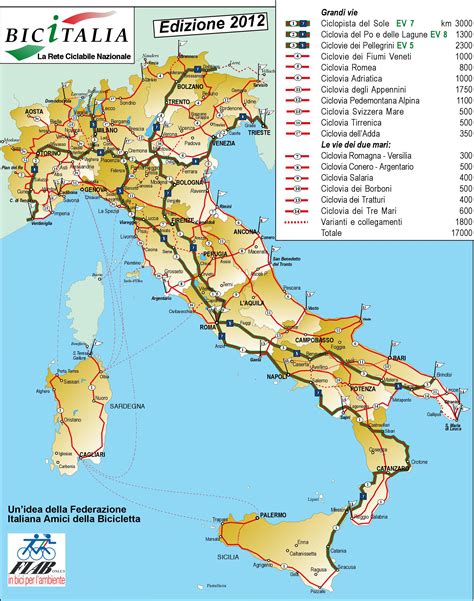 itinerari stradali in bicicletta